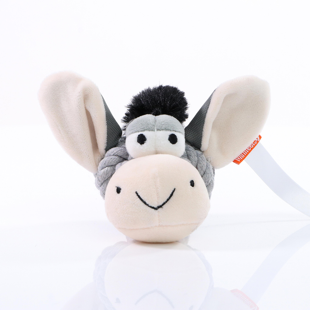 M170020-Dog toy knotted animal donkey-gray-one size