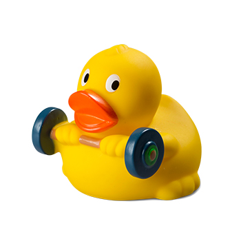 squeaky duck weightlifter