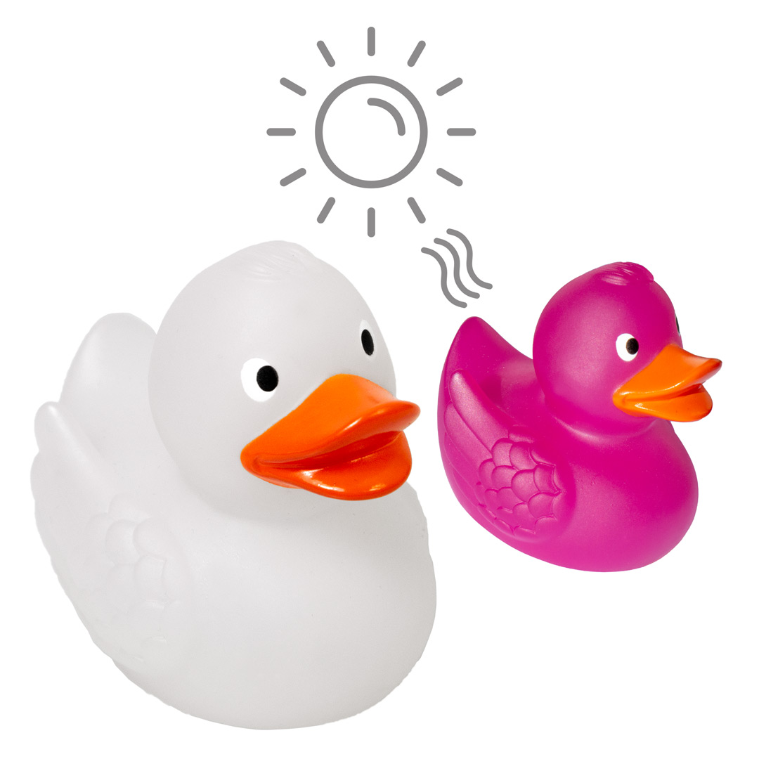 squeaky duck Magic UV colour change white /pink