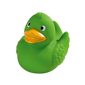 squeaky duck 75mm   green with yellow beak