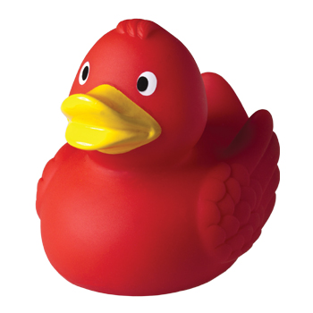 squeaky duck 75mm red with yellow beak