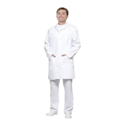 Mens workcoat - Basic - white - long sleeves