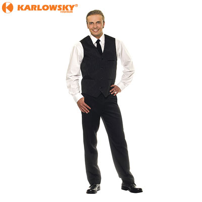 Mens waistcoat - Basic - black/white pinstripes