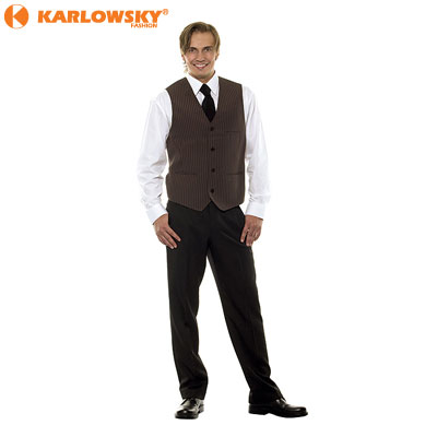 Mens waistcoat - Basic - brown/white pinstripes