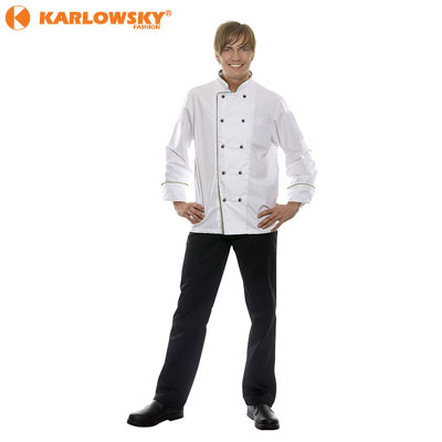 Chef jacket - DANIEL - white with green piping