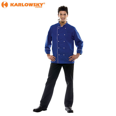 Chef jacket - DANIEL - blue with white piping