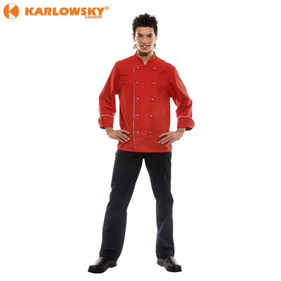 Chef jacket - DANIEL - red with white piping