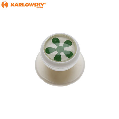 Buttons - flower, geen - white with green flower